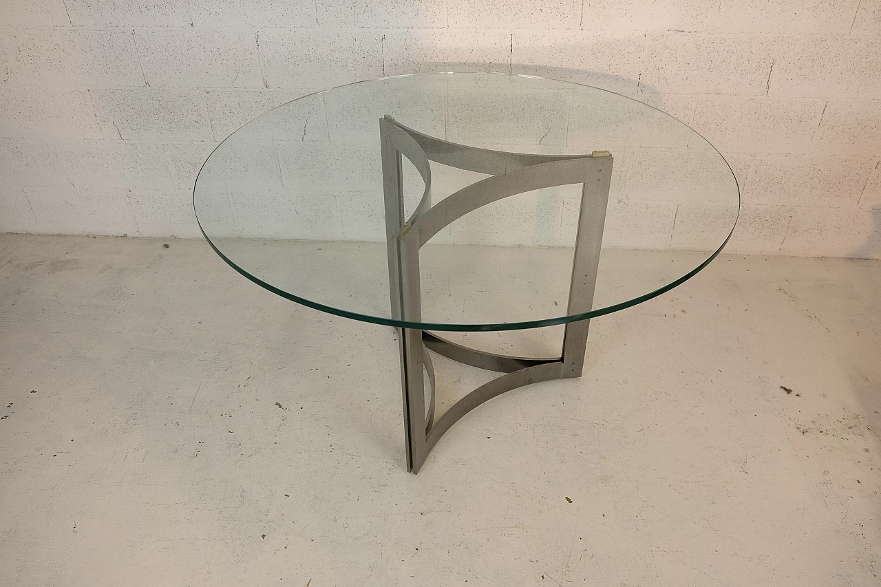 Tavolo in vetro e metallo nello stile di Carlo Scarpa, anni '70 6