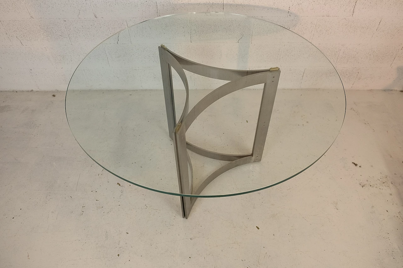 Tavolo in vetro e metallo nello stile di Carlo Scarpa, anni '70 8