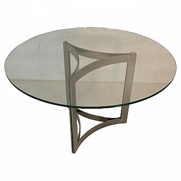 Tavolo in vetro e metallo nello stile di Carlo Scarpa, anni '70