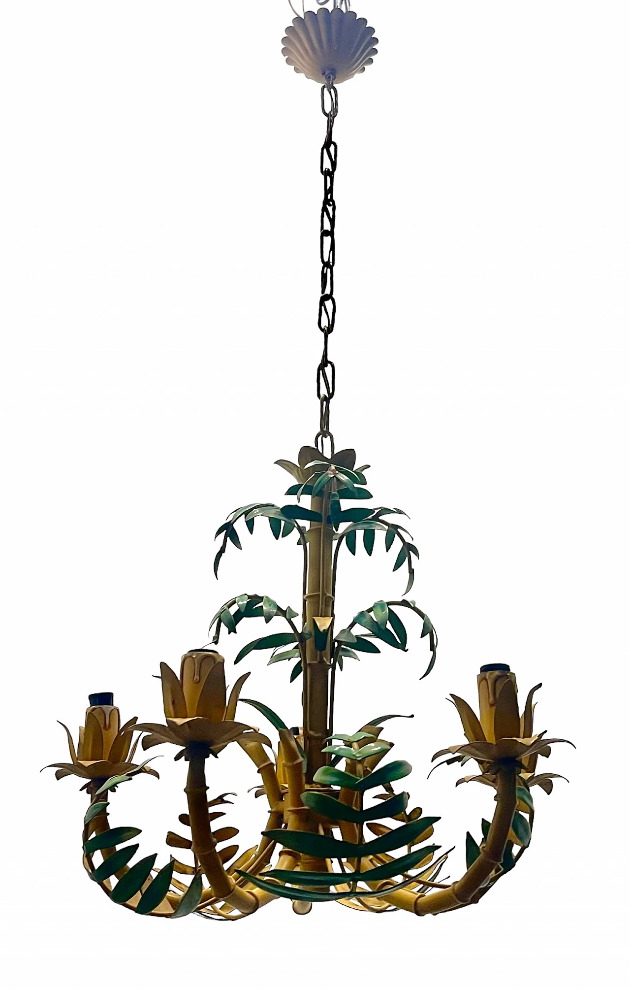 Tole faux bamboo chandelier, 1950s 2