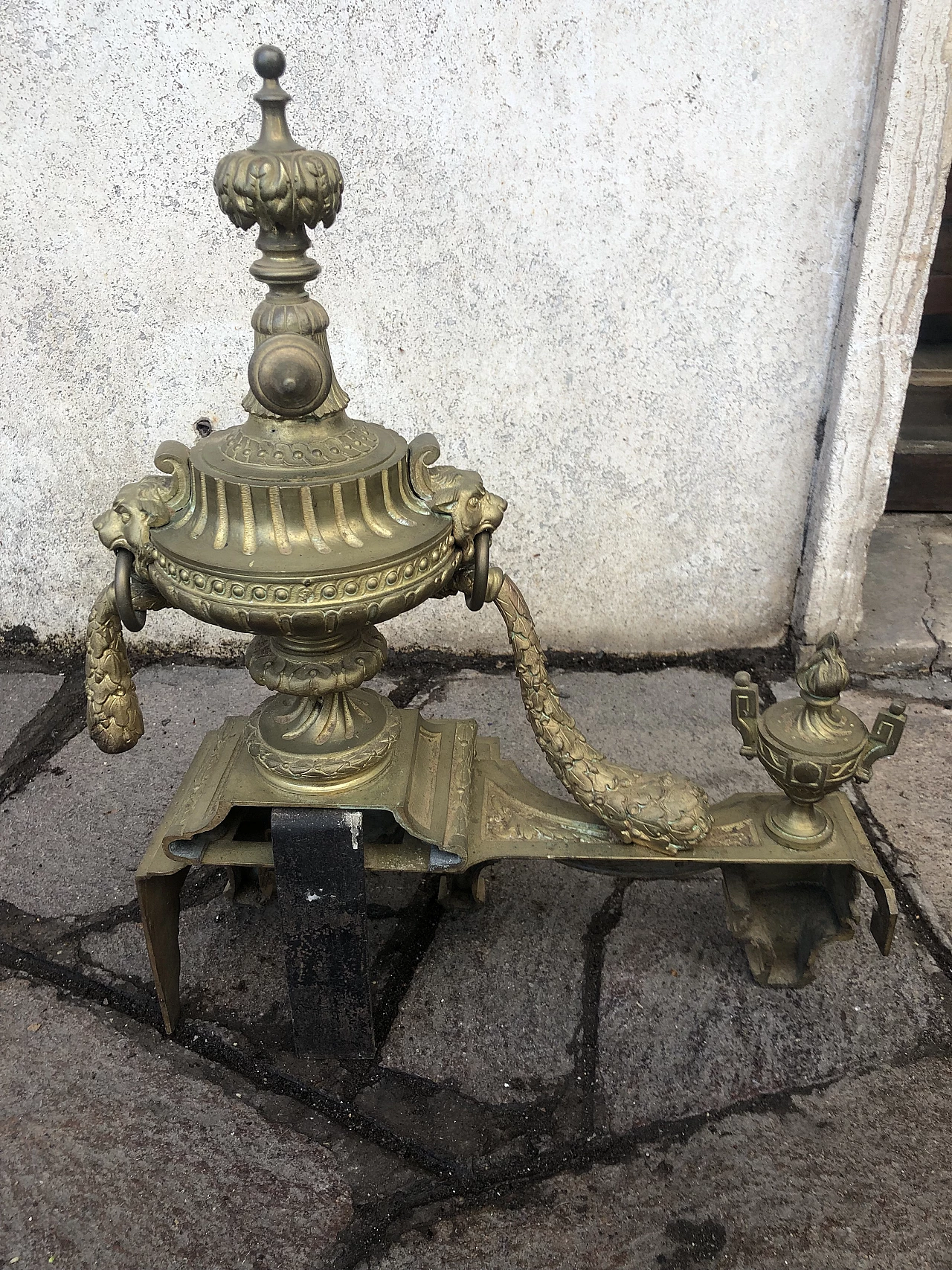 Coppia di Alari da camino in ferro e bronzo dorato, '800 4