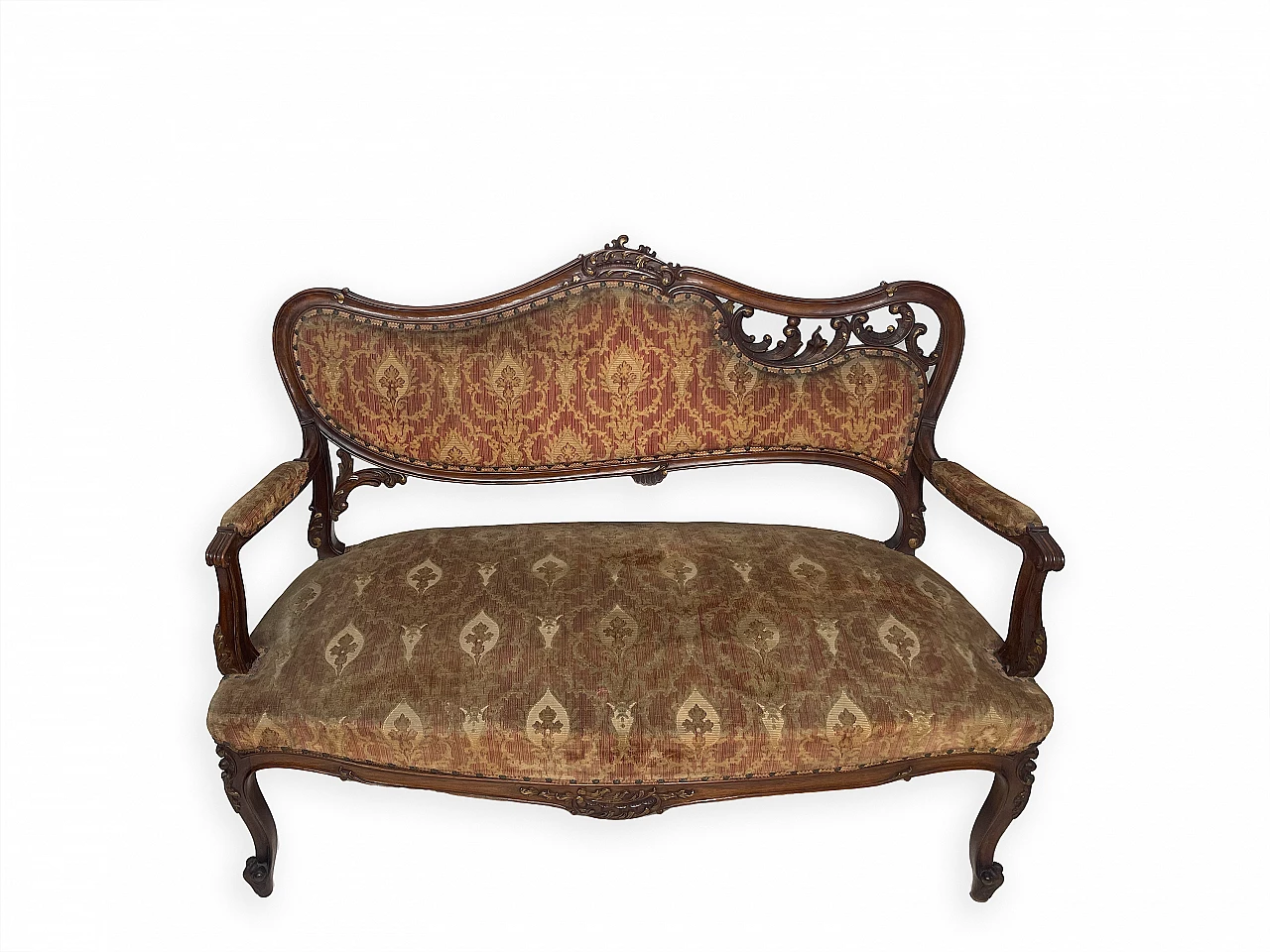 Rocaille-patterned wooden sofa, early 20th century 2