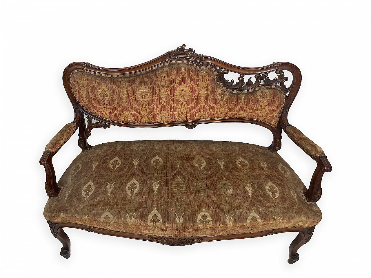 Rocaille-patterned wooden sofa, early 20th century 3