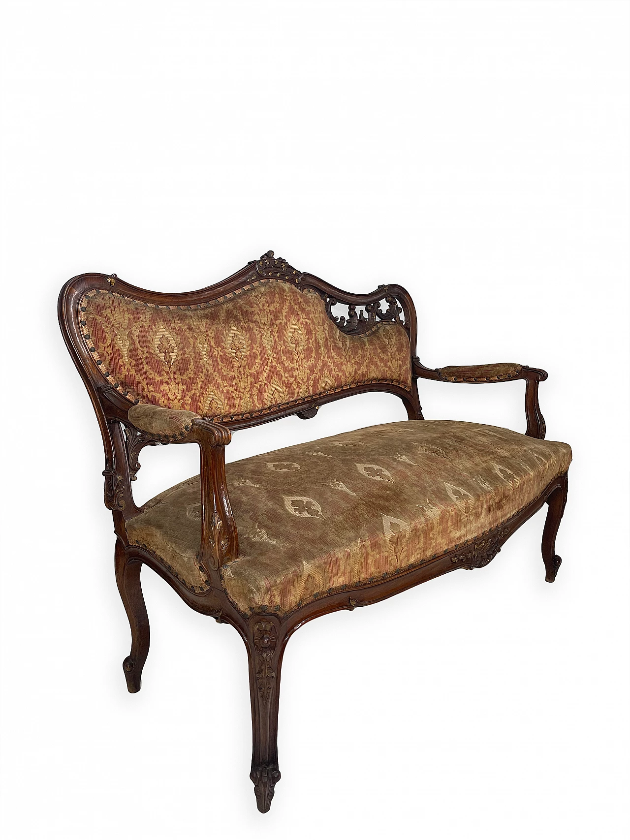 Rocaille-patterned wooden sofa, early 20th century 5