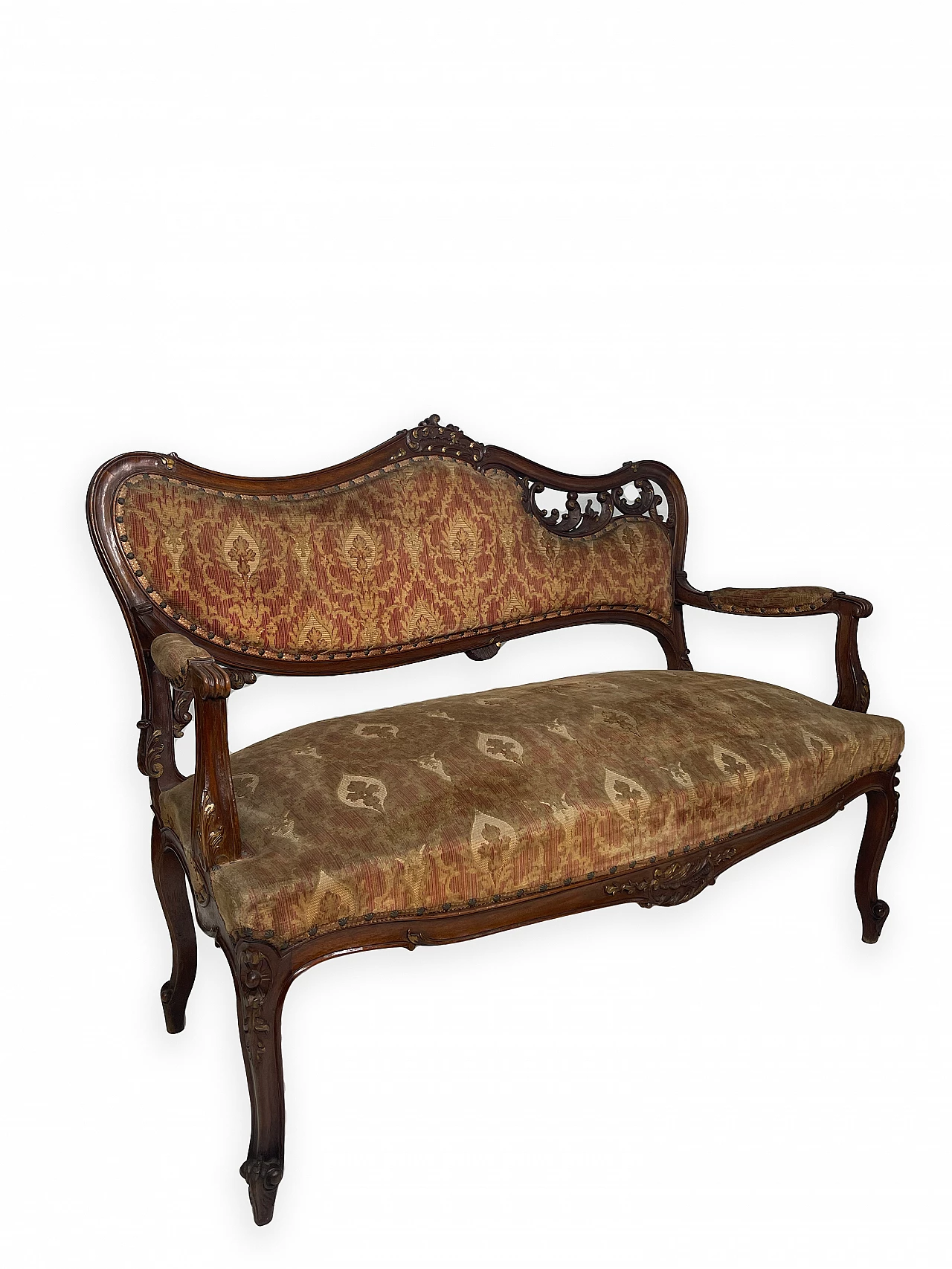 Rocaille-patterned wooden sofa, early 20th century 6
