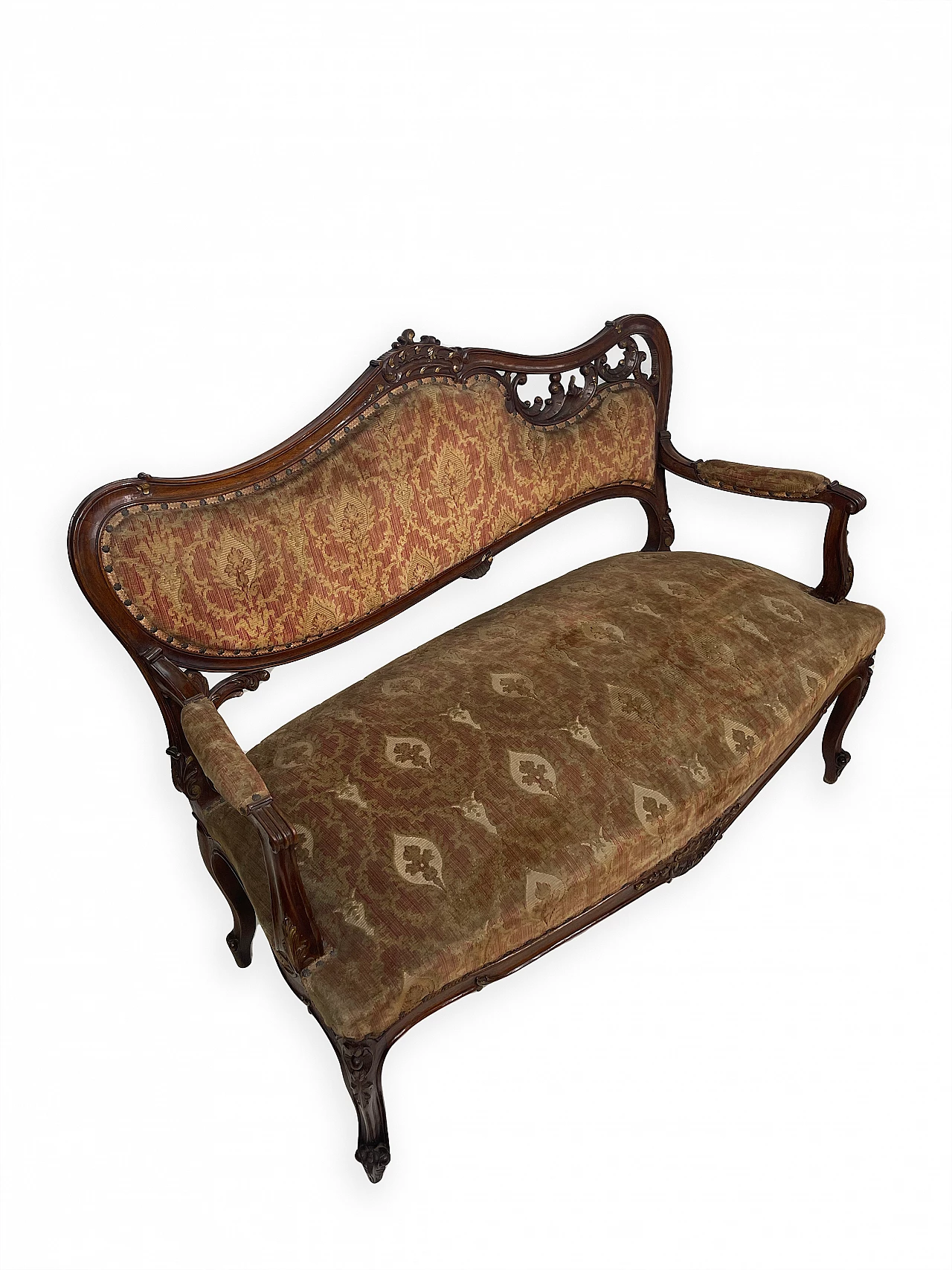 Rocaille-patterned wooden sofa, early 20th century 7