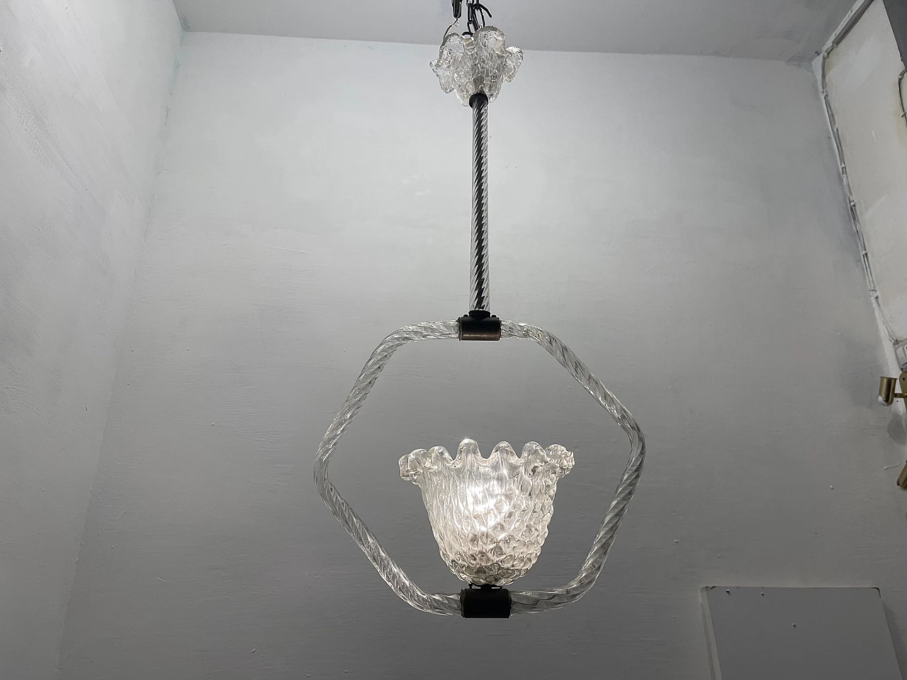 Lampada da soffitto in vetro di Murano di Barovier, anni '40 2