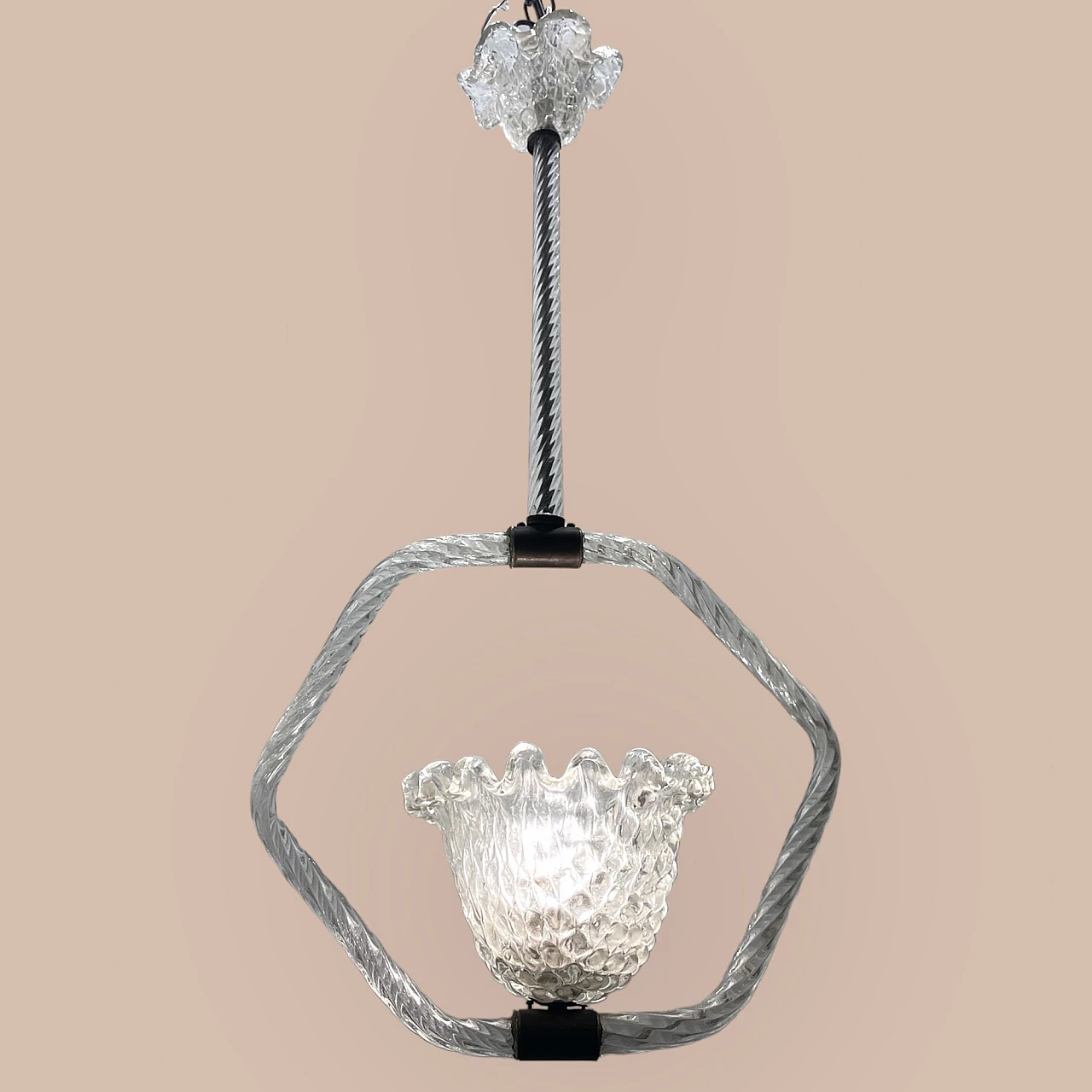 Murano glass ceiling lamp by Barovier, 1940s 5