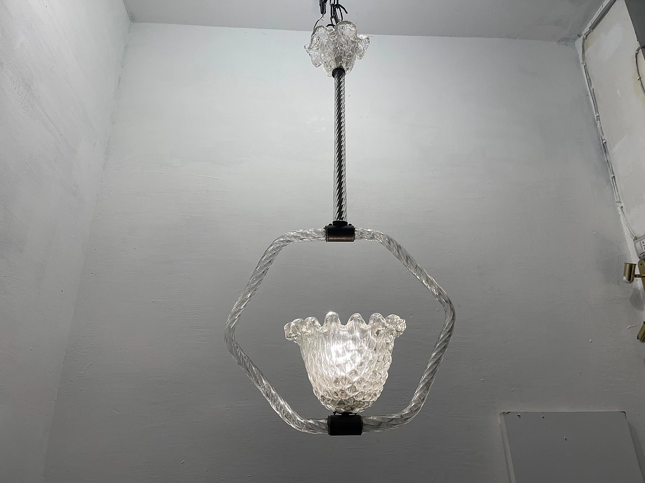 Lampada da soffitto in vetro di Murano di Barovier, anni '40 9