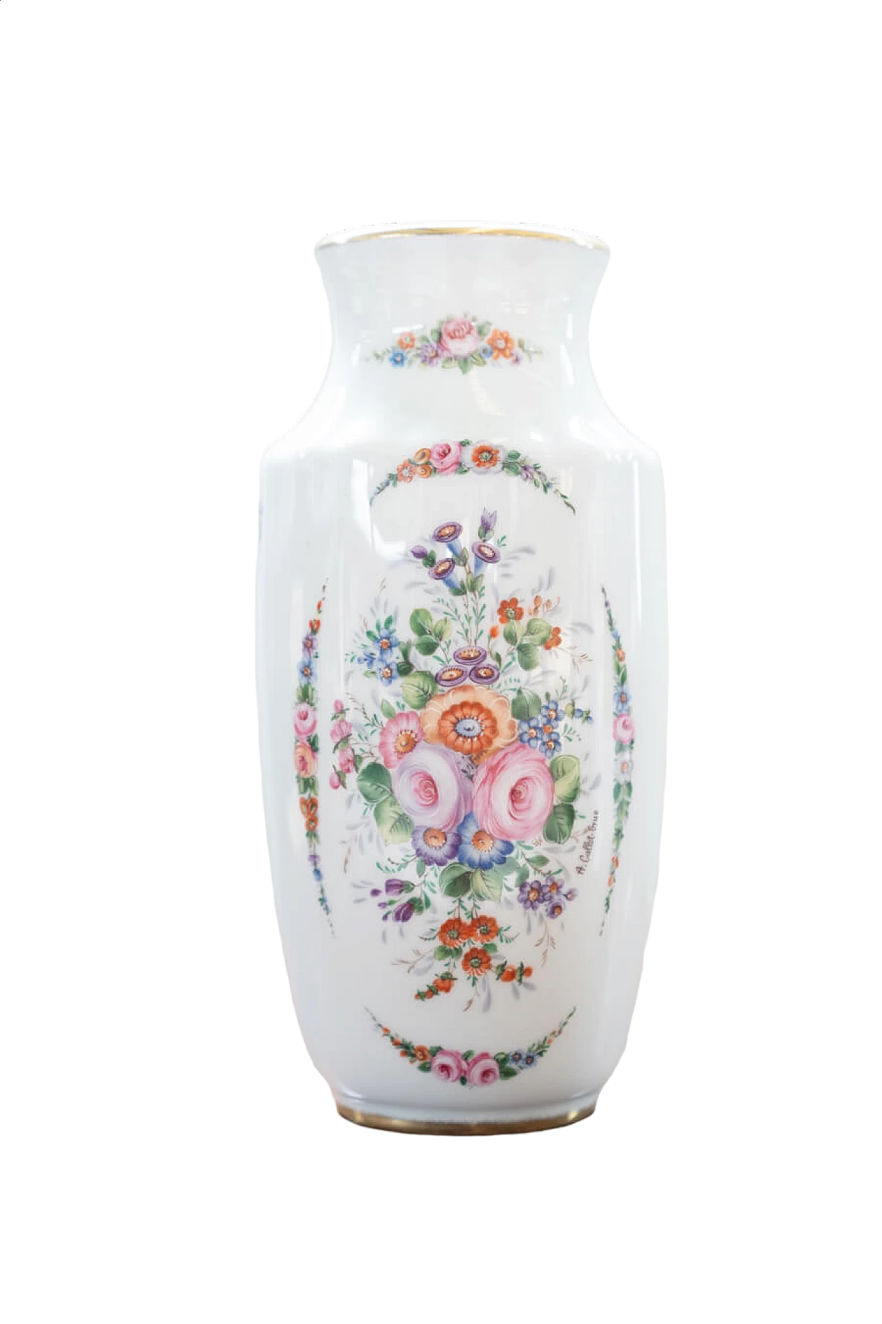 Vaso in porcellana dipinto a mano di Limonges, 1971 11