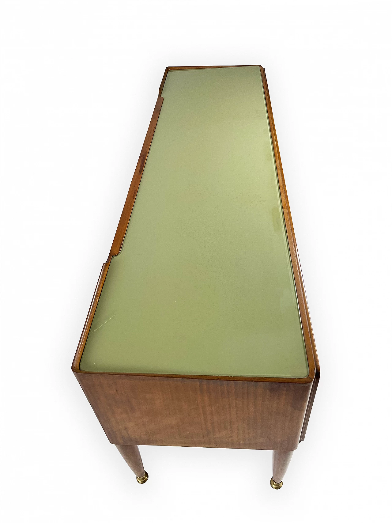 Mahogany and brass chest of drawers with glass top, 1950s 28