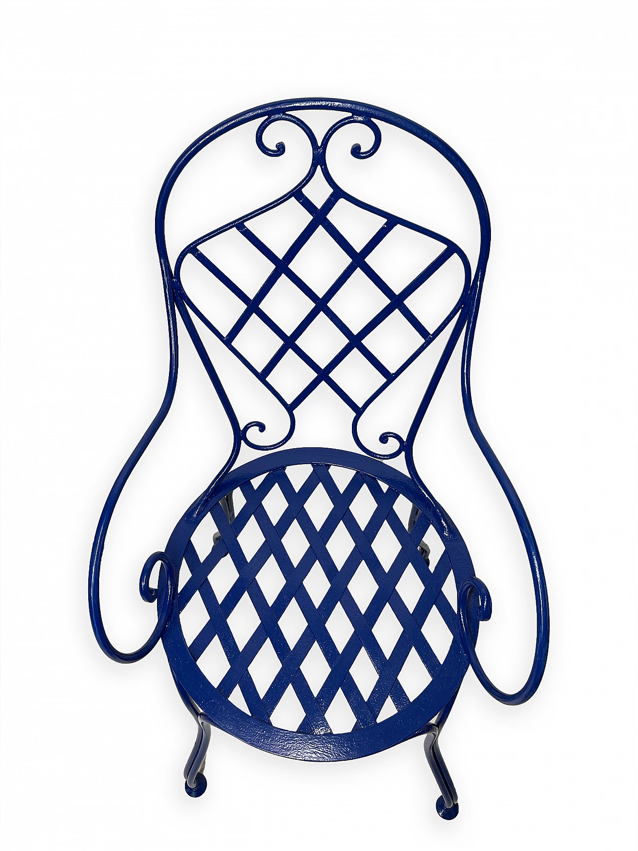 Pair of Blue wrought iron bistrot chairs 8