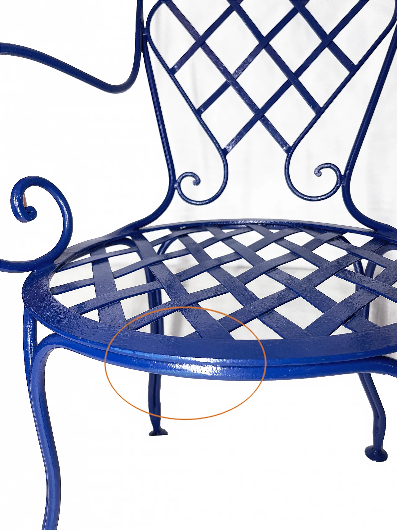 Pair of Blue wrought iron bistrot chairs 10