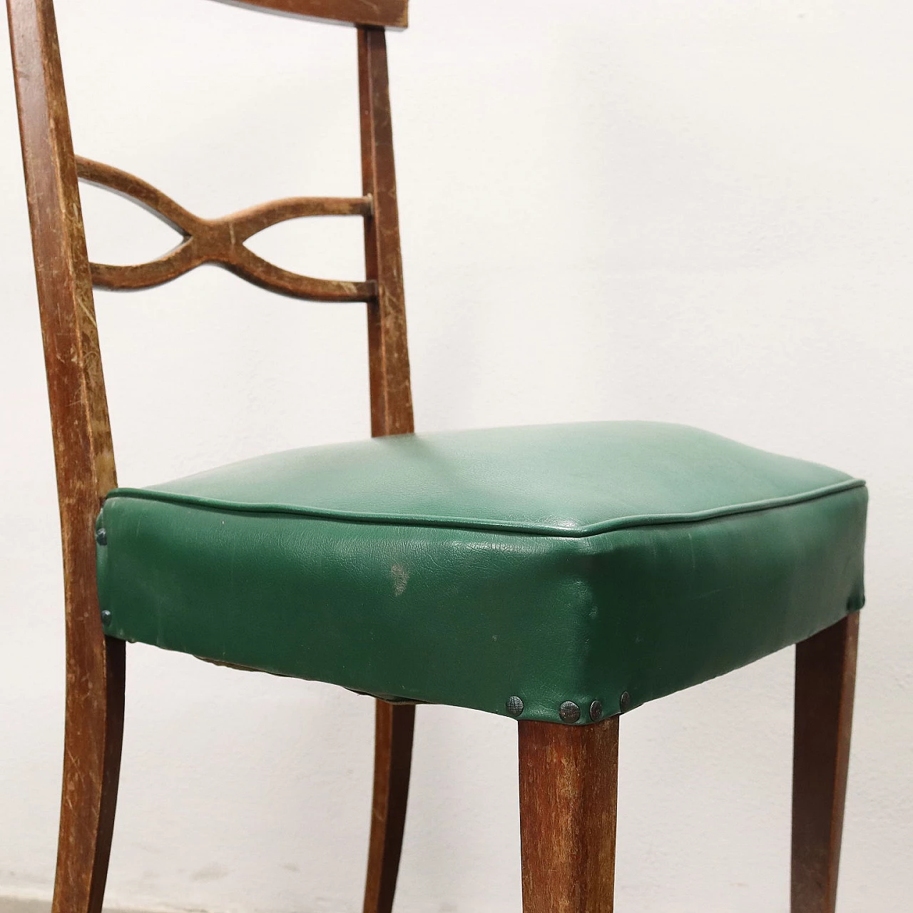 6 Beechwood and leatherette chairs, 1950s 5