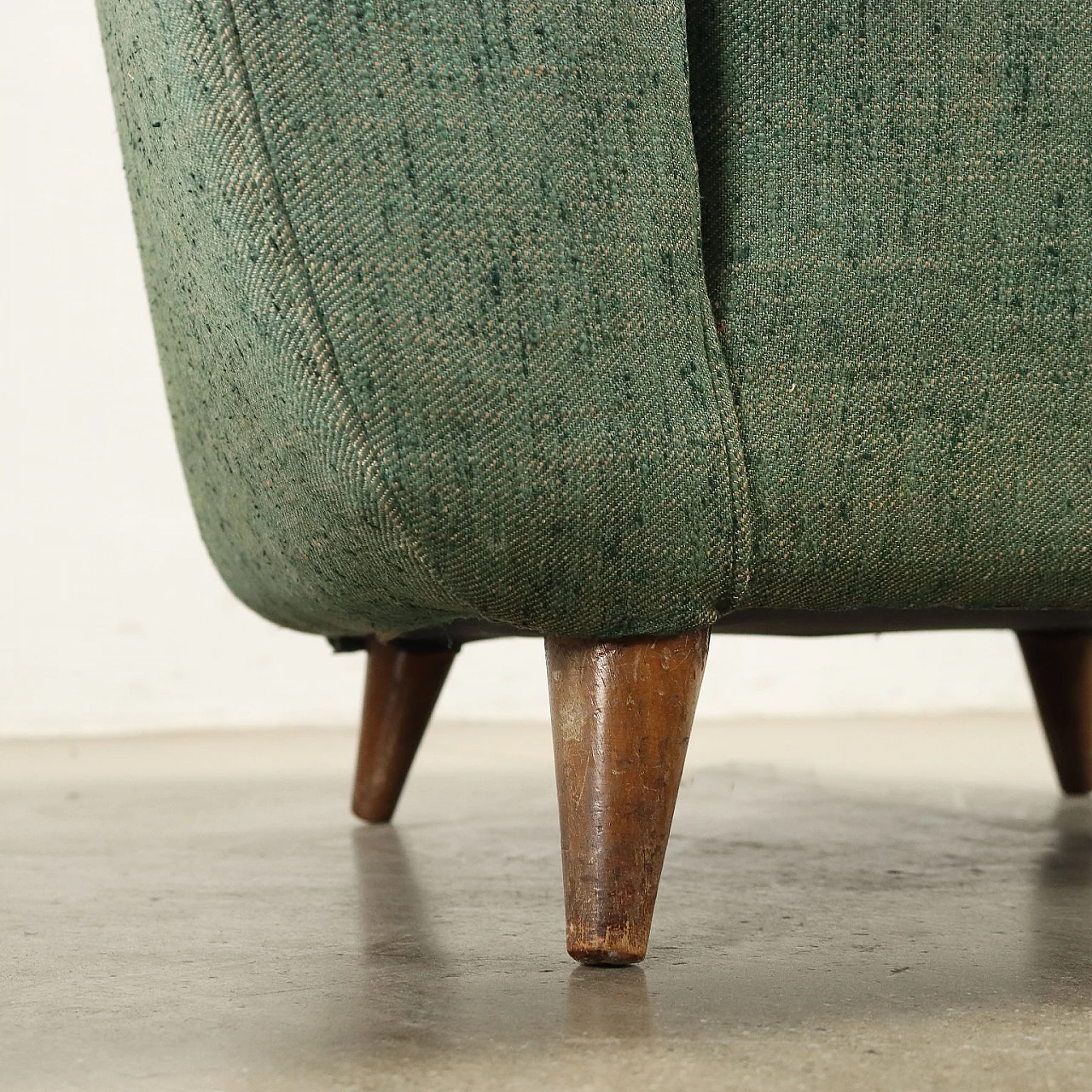 Bergère armchair with green fabric upholstery, 1950s 6