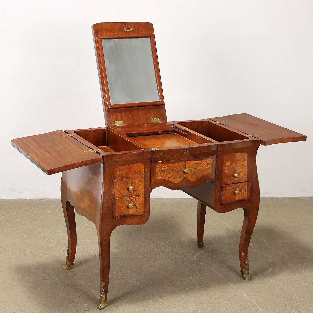 Vanity table with drawers in bois de rose veneer 2