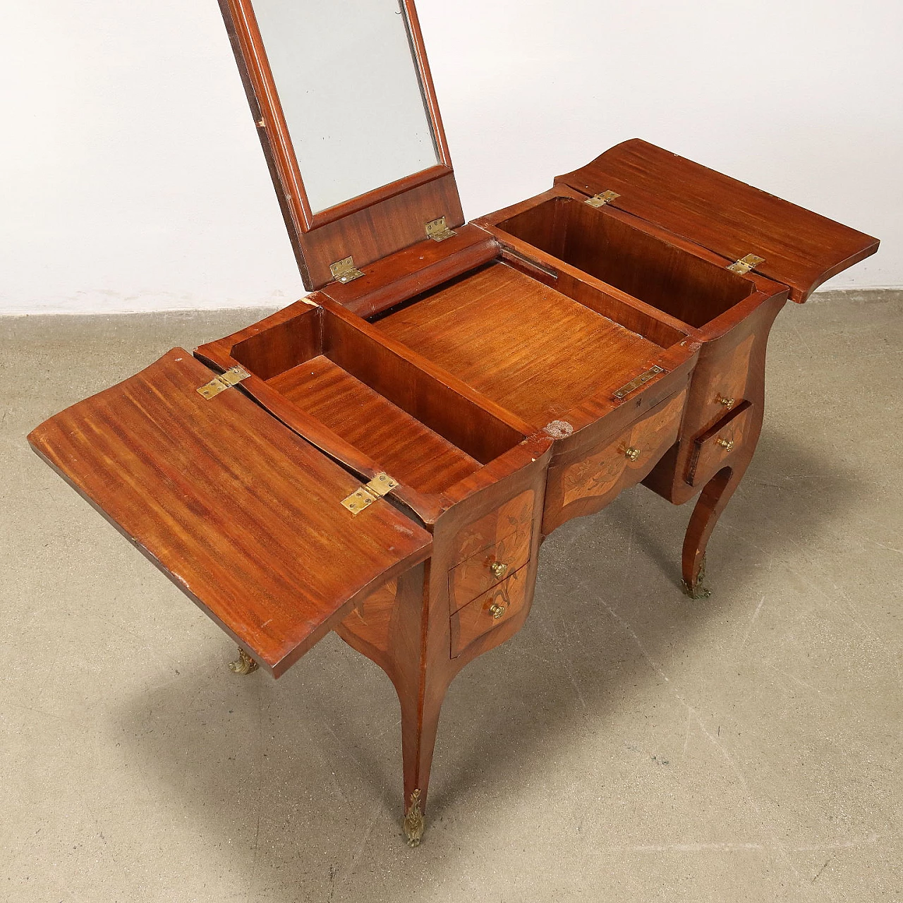 Vanity table with drawers in bois de rose veneer 3