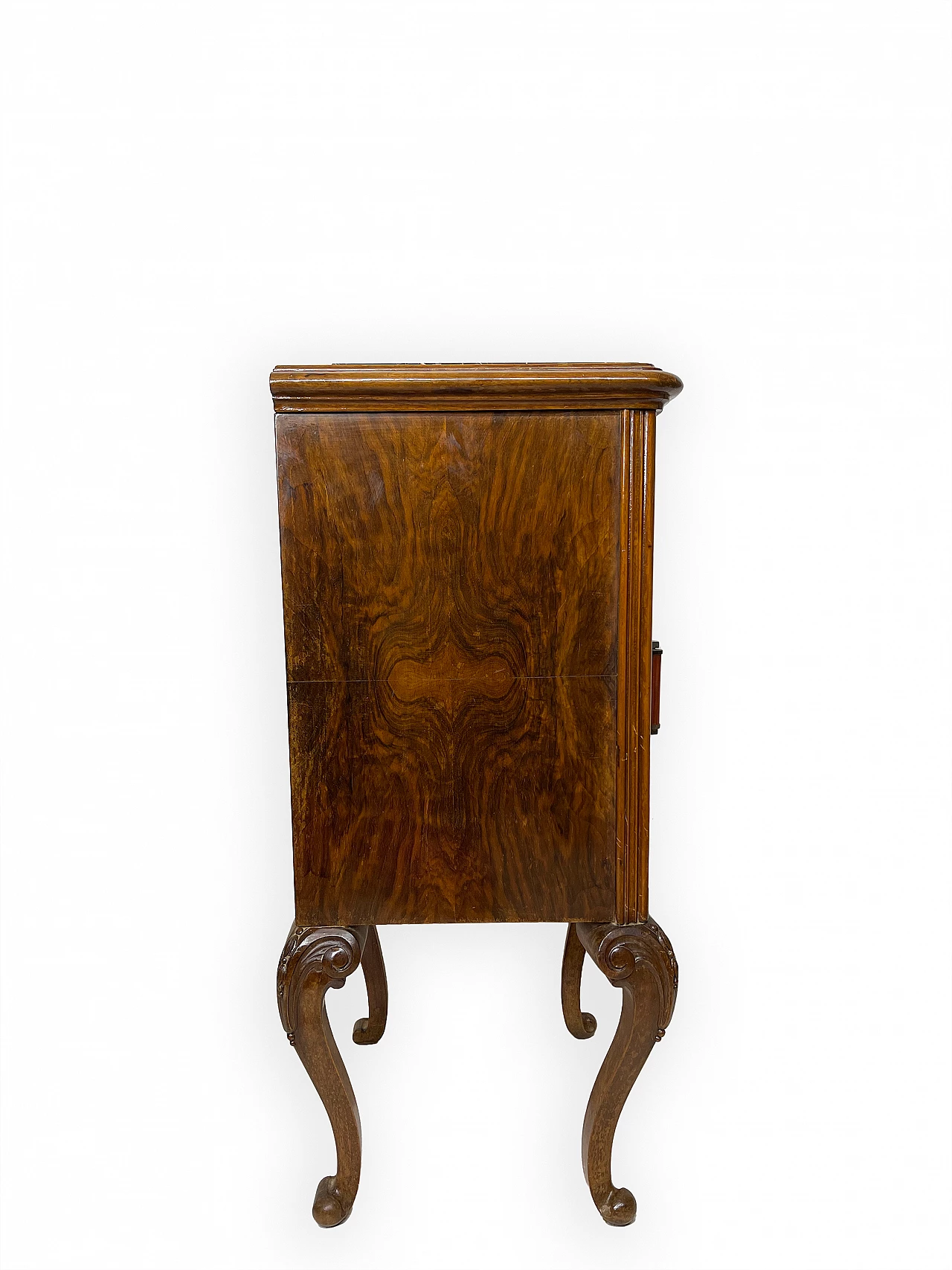 Pair of walnut bedside table with black veined marble top, 1930s 15