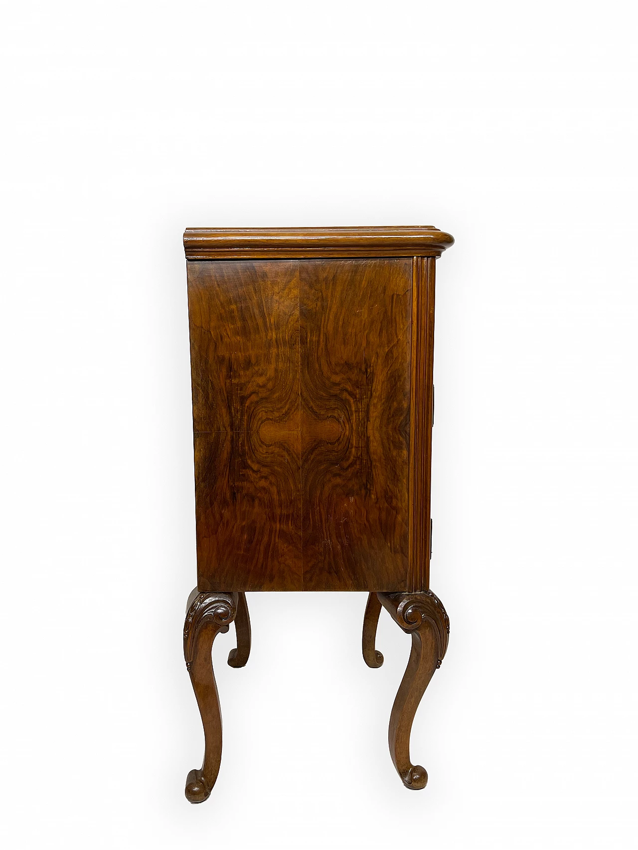 Pair of walnut bedside table with black veined marble top, 1930s 27