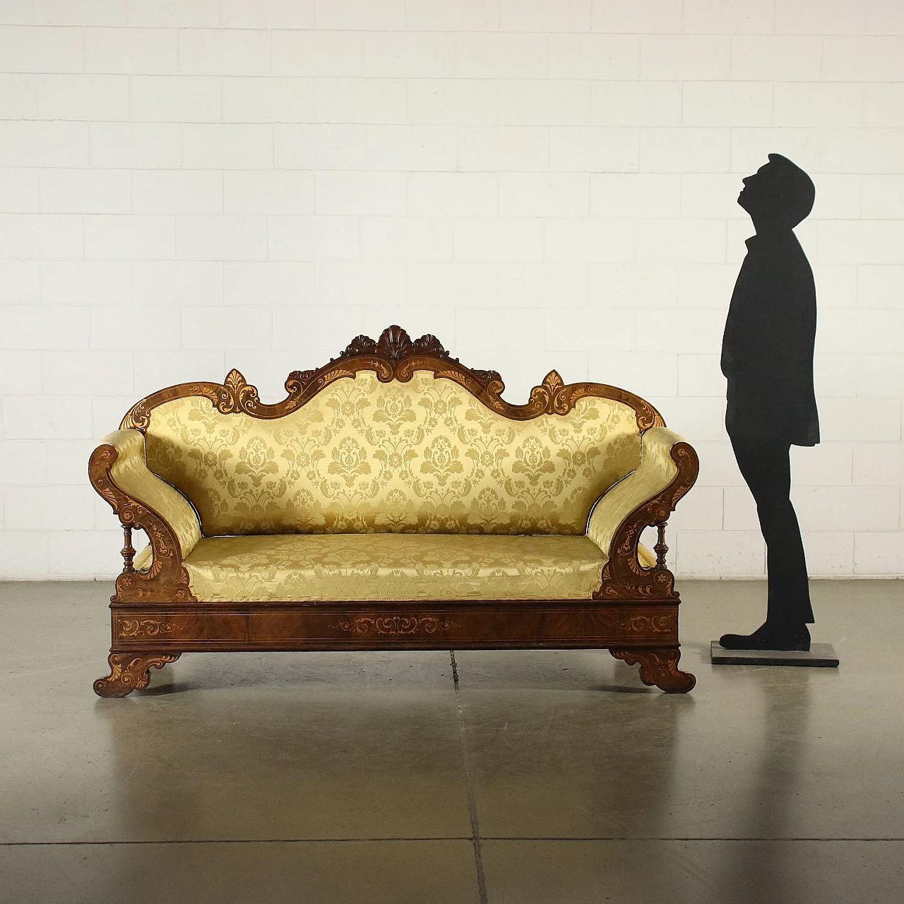 Charles X sofa in walnut with maple inlays, 19th century 2