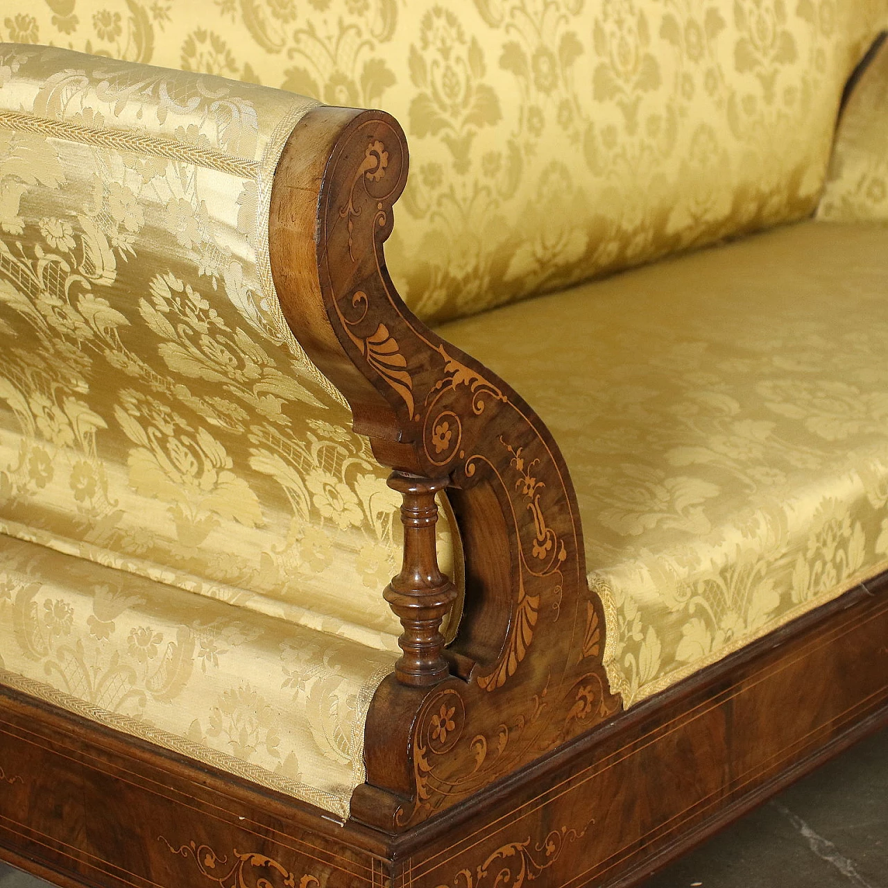 Charles X sofa in walnut with maple inlays, 19th century 3
