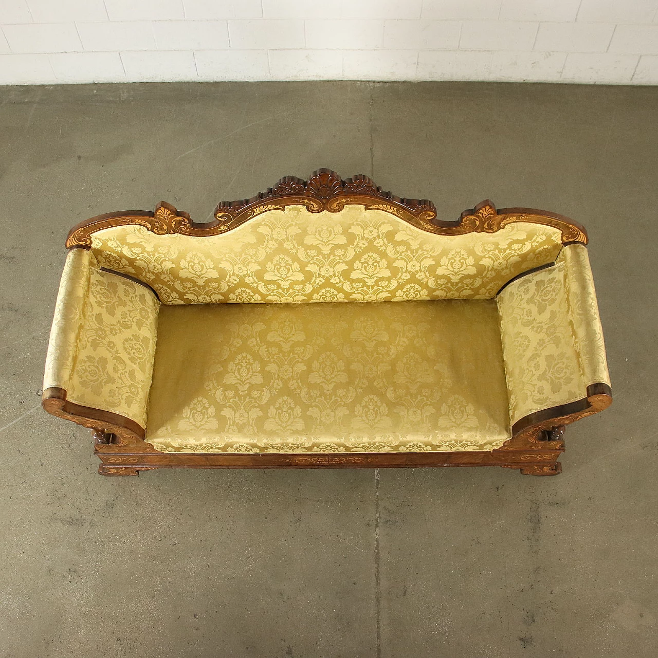 Charles X sofa in walnut with maple inlays, 19th century 10