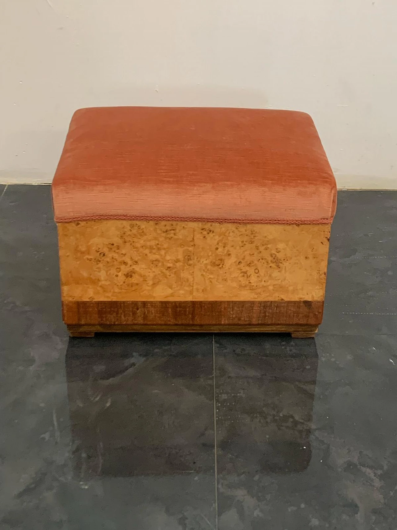 Pouf in walnut and thuja root, 1930s 1