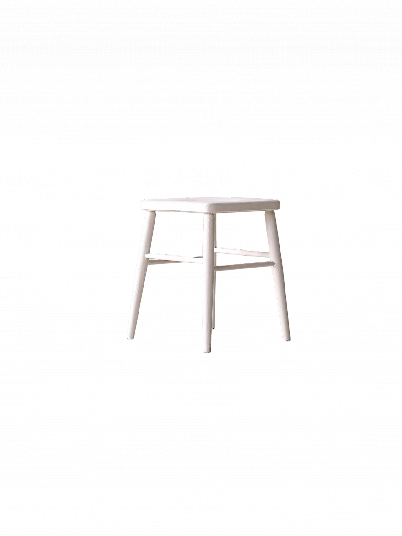 Danish white painted wooden stool, 1960s 8