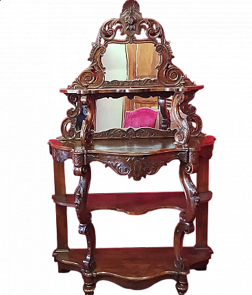 Louis Philippe walnut étagère with mirror, mid-19th century