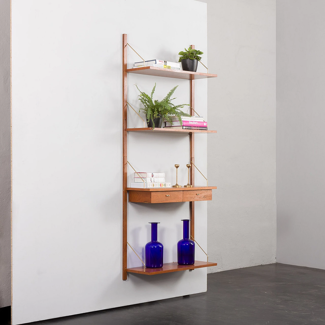 Hanging bookcase with console in the style of Poul Cadovius, 1960s 2