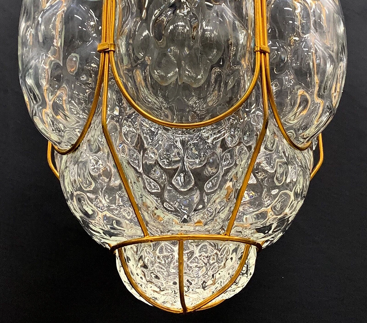 Lampada a lanterna in vetro e metallo attribuita a Seguso, anni '60 1