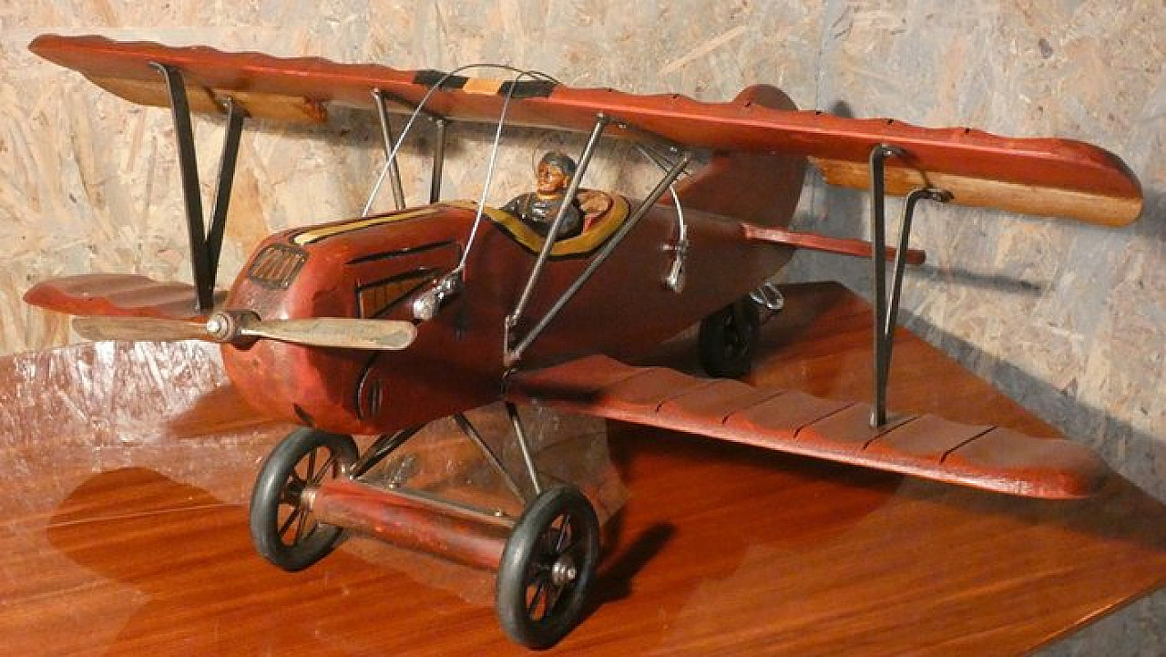 Modellino Francesco Baracca SPAD S.XIII in legno, anni '40 1
