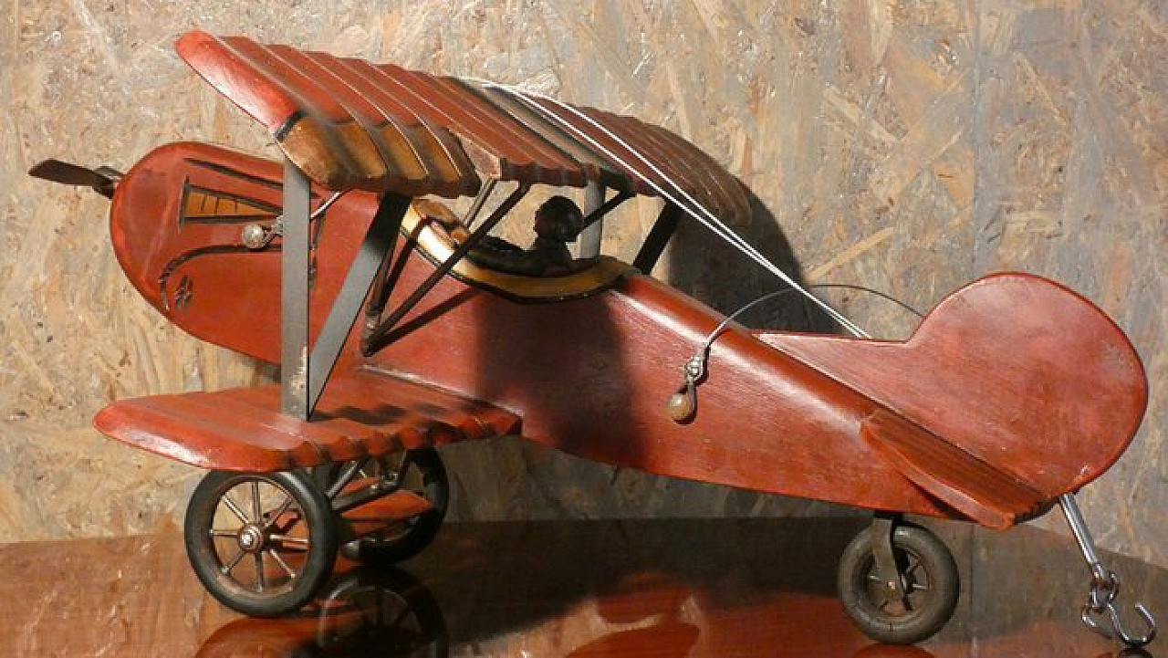 Modellino Francesco Baracca SPAD S.XIII in legno, anni '40 2