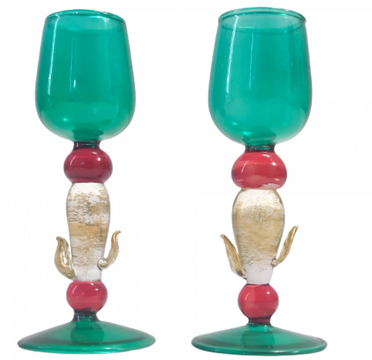 Coppia di bicchieri da liquore di Salviati, anni '80 1