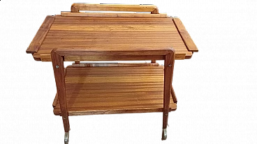Carrello portavivande in teak con ruote, anni '60