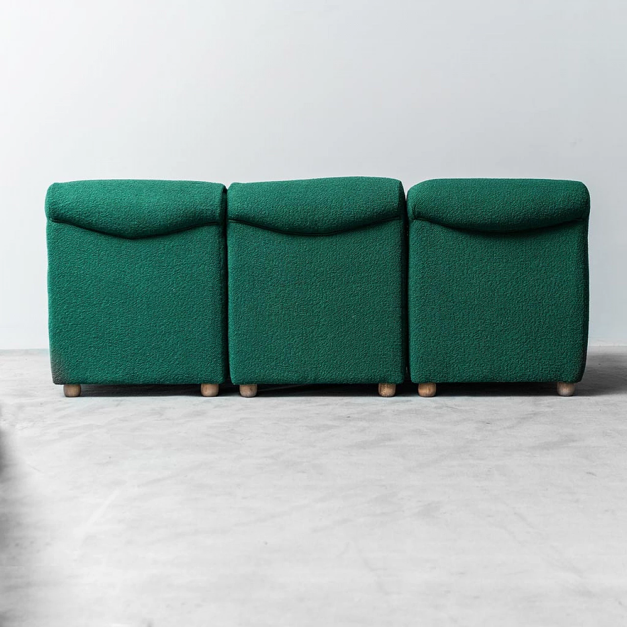 Modular three-seater sofa in green fabric, 1970s 3