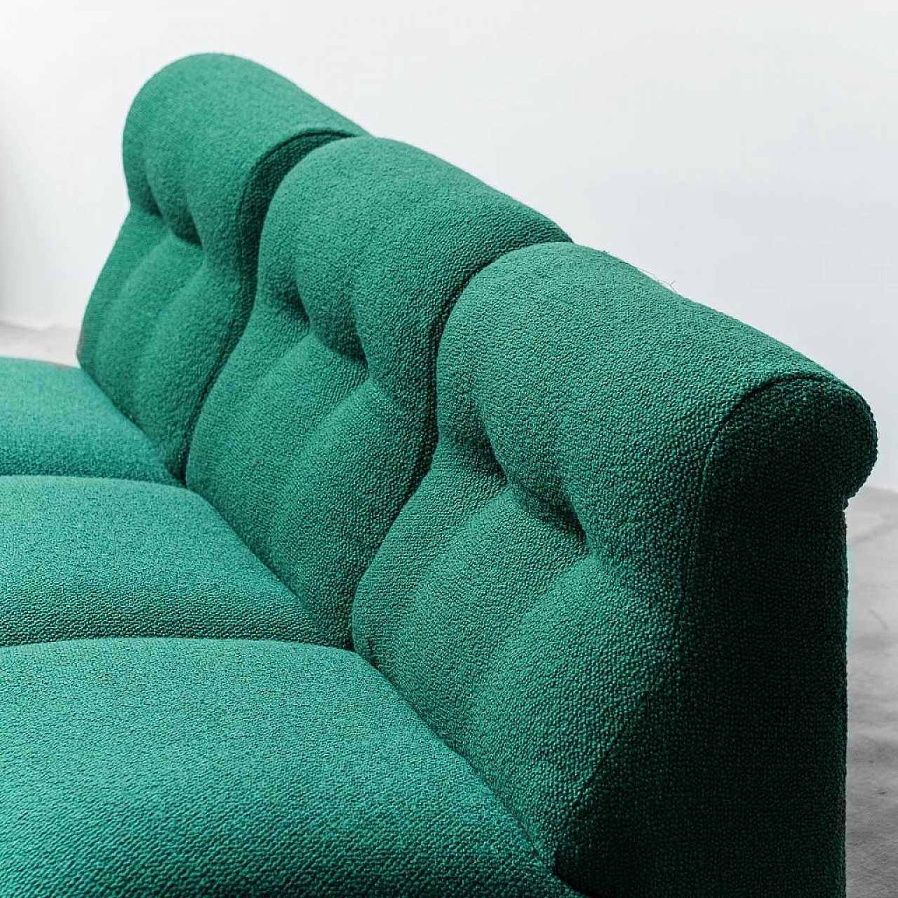 Modular three-seater sofa in green fabric, 1970s 6