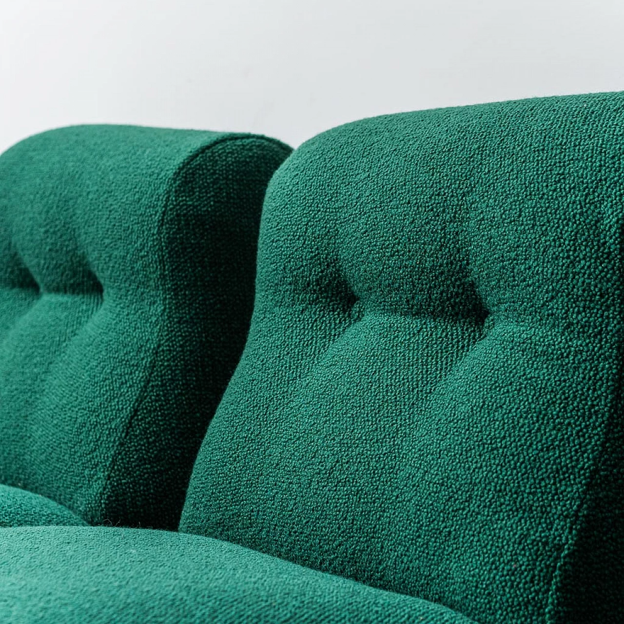 Modular three-seater sofa in green fabric, 1970s 7