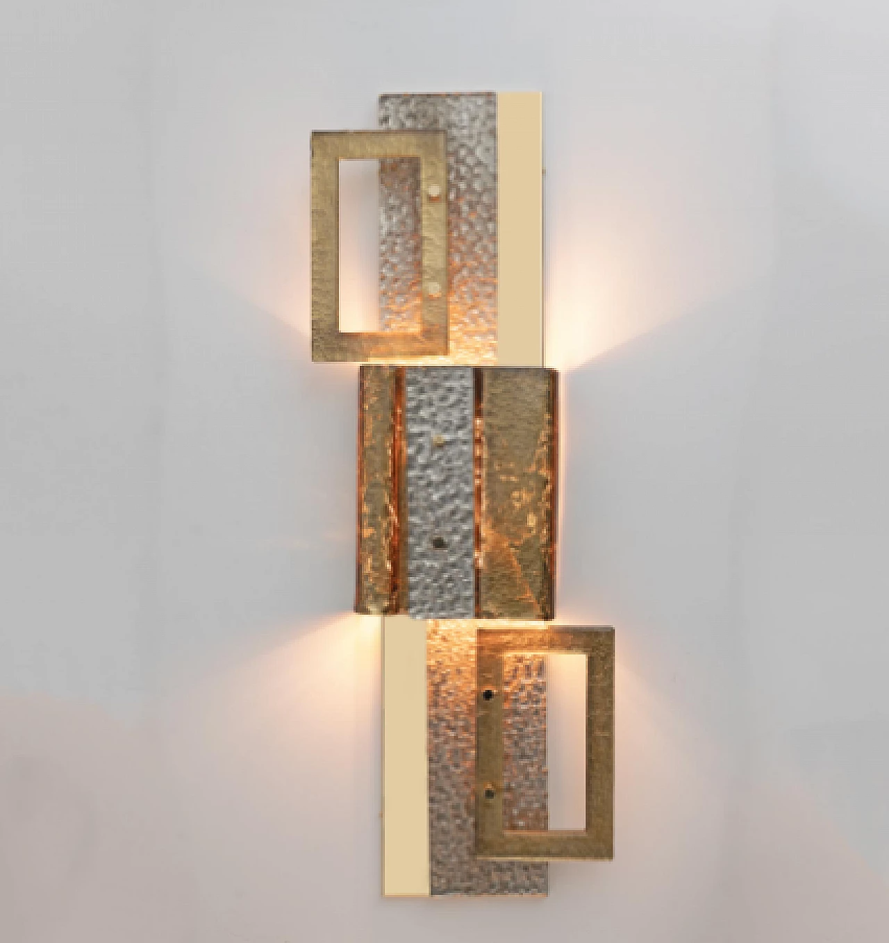 Geometric Murano glass and brass wall light, 1990s 7