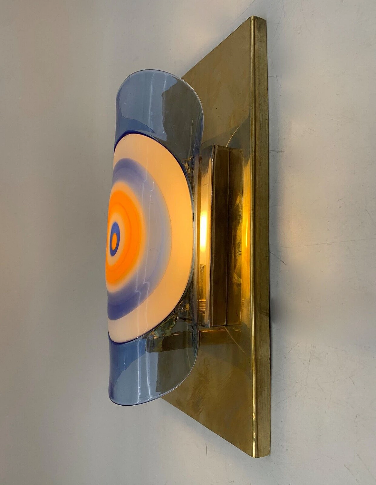 Brass and multicolored Murano glass wall light, 1960s 3