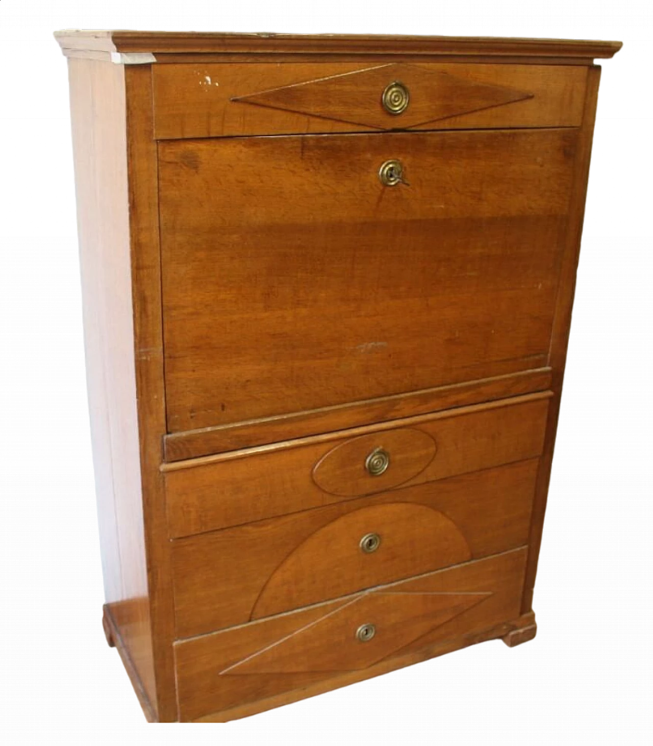 Secretaire in oak and maple burl, early 20th century 4