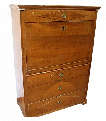 Secretaire in rovere e radica di acero, inizio '900