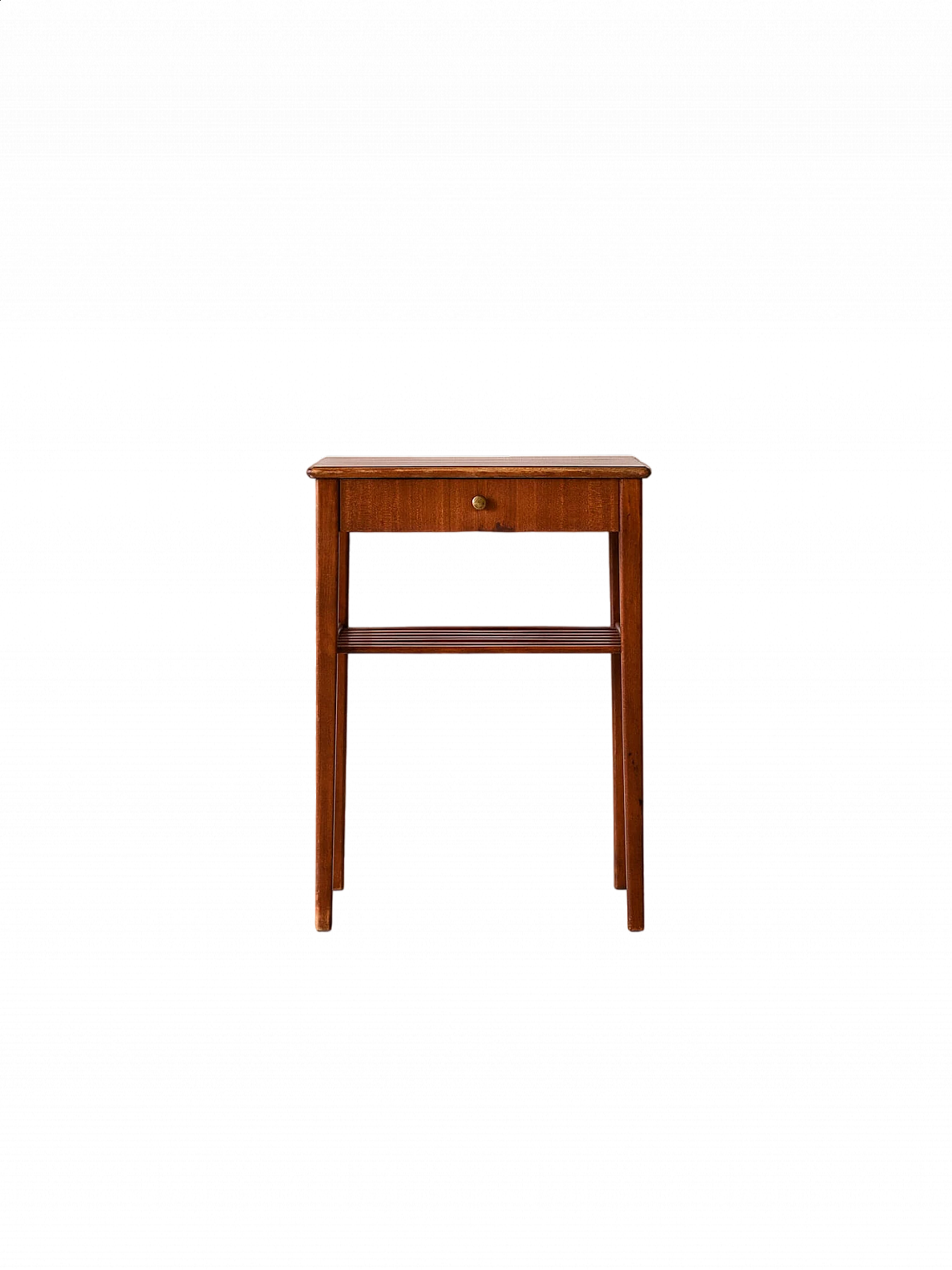 Mahogany bedside table with drawer and golden metal knob, 1960s 11