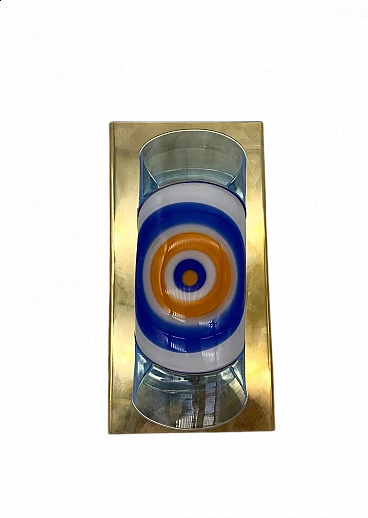 Applique in ottone e vetro di Murano multicolore, anni '60
