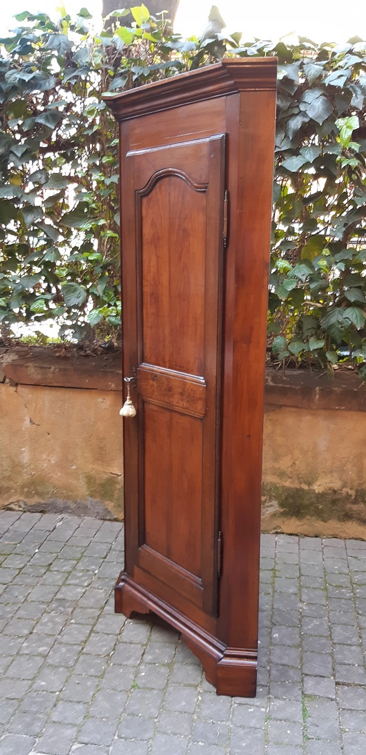 Piedmontese walnut corner cabinet, late 19th century 3