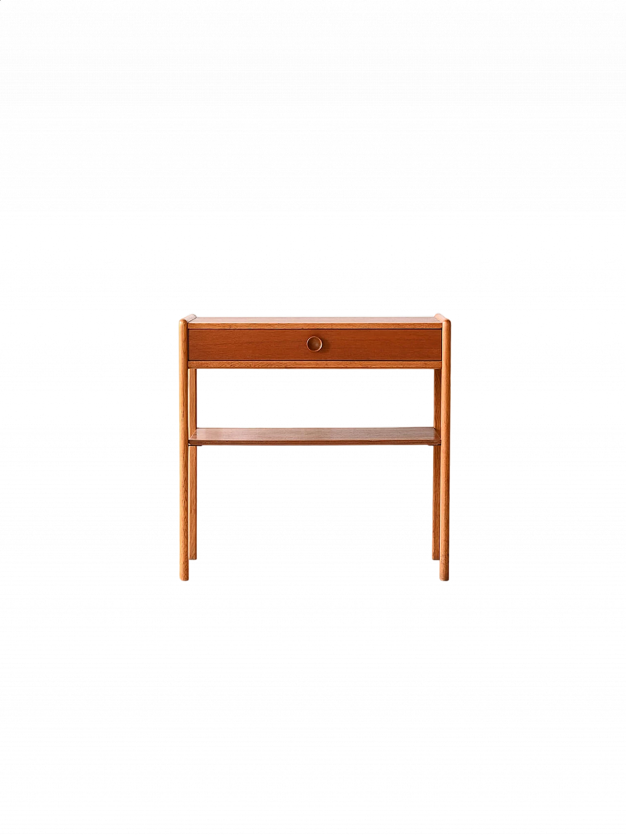 Teak and oak bedside table with drawer and magazine rack, 1960s 13