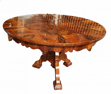 Biedermeier walnut and burl walnut table, 19th century