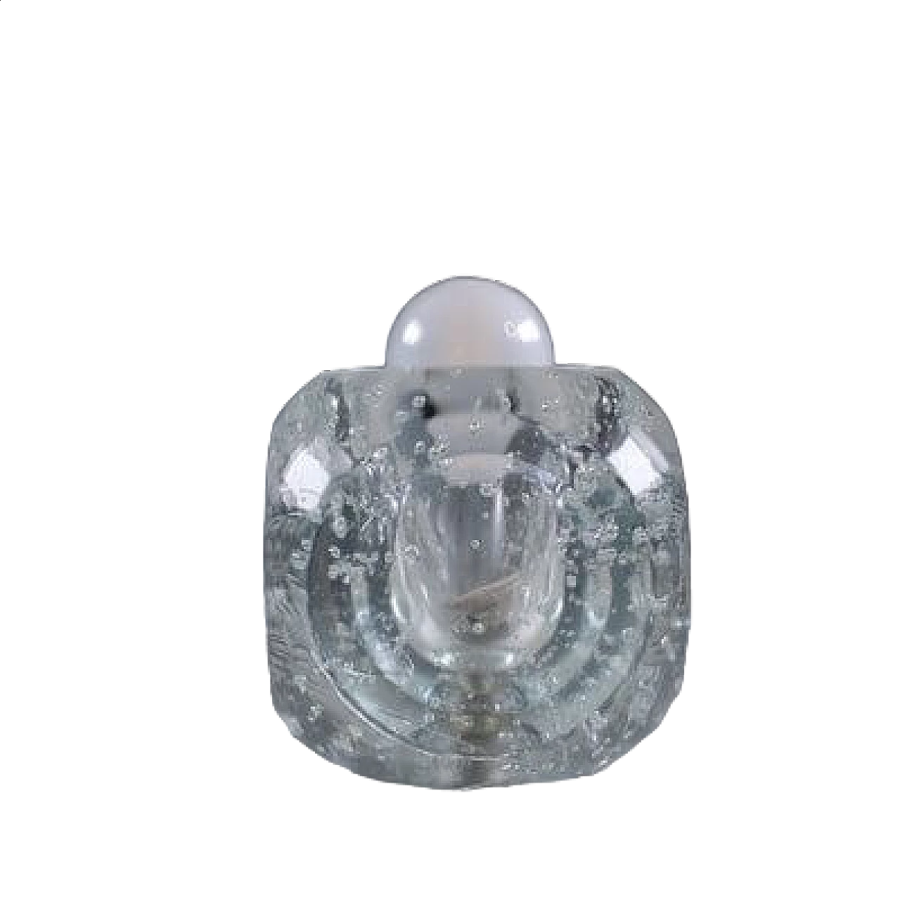 Lampada da tavolo cubica in vetro azzurro, anni '50 23