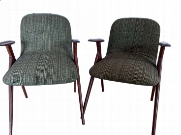 Pair of armchairs in walnut and wool by Besana, 1950s