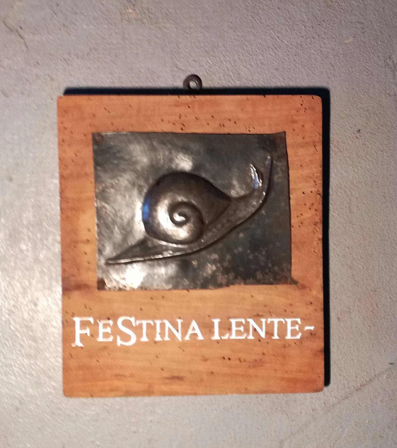 Metal and wood Festina lente tavern sign, early 20th century 3